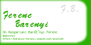 ferenc barenyi business card